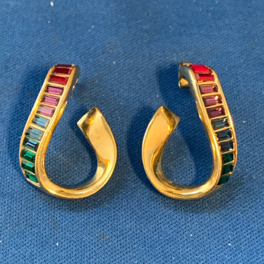 Swarovski Baguette Multicolor Crystal Earrings 45$